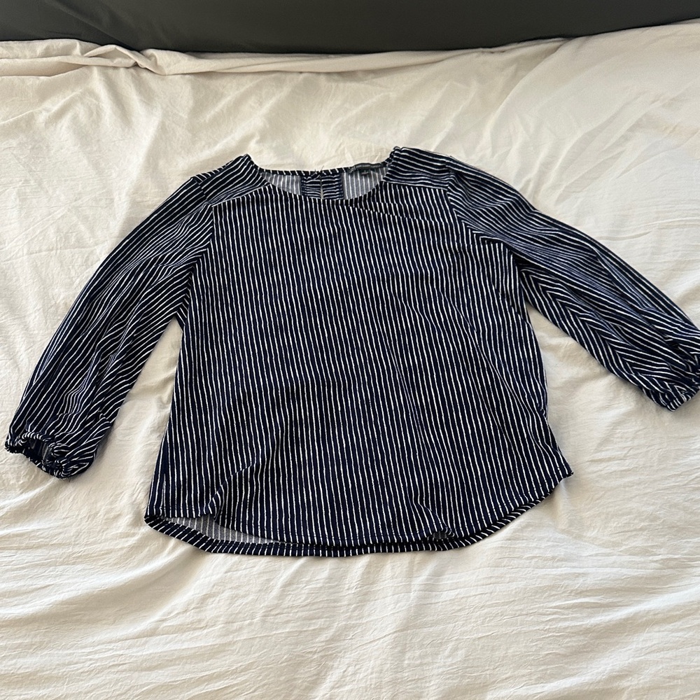 Adrianna Papell Black and White Striped Blouse